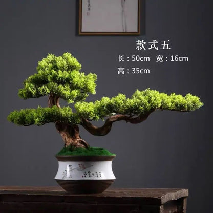 Artificial Welcome Pine Bonsai Tree – Four Seasons Desktop Landscape Plant for Home & Office Decor