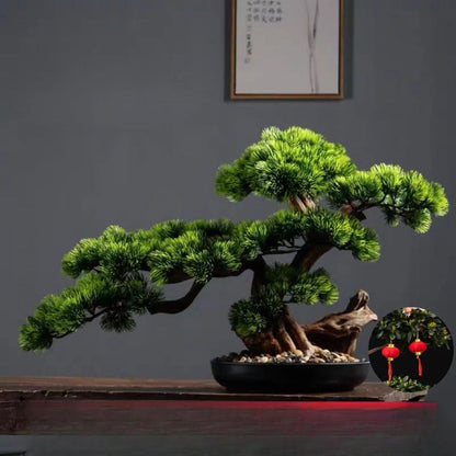 Artificial Welcome Pine Bonsai Tree – Four Seasons Desktop Landscape Plant for Home & Office Decor