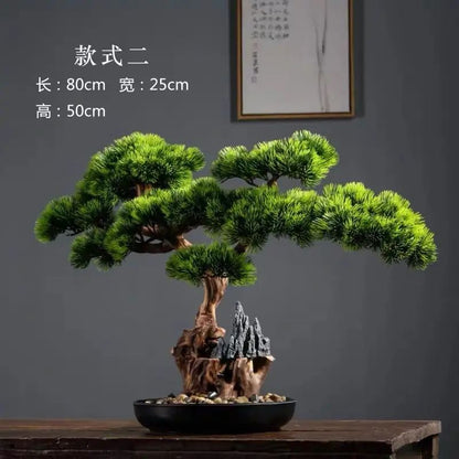 Artificial Welcome Pine Bonsai Tree – Four Seasons Desktop Landscape Plant for Home & Office Decor