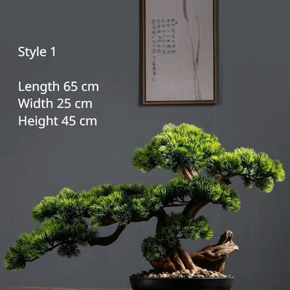 Artificial Welcome Pine Bonsai Tree – Four Seasons Desktop Landscape Plant for Home & Office Decor