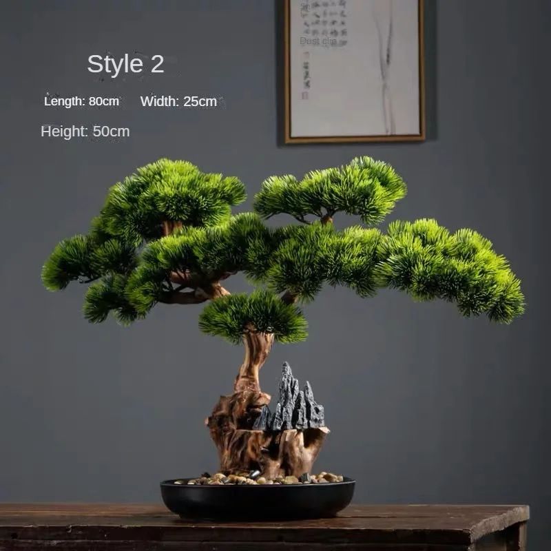Artificial Welcome Pine Bonsai Tree – Four Seasons Desktop Landscape Plant for Home & Office Decor