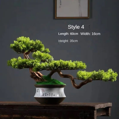 Artificial Welcome Pine Bonsai Tree – Four Seasons Desktop Landscape Plant for Home & Office Decor