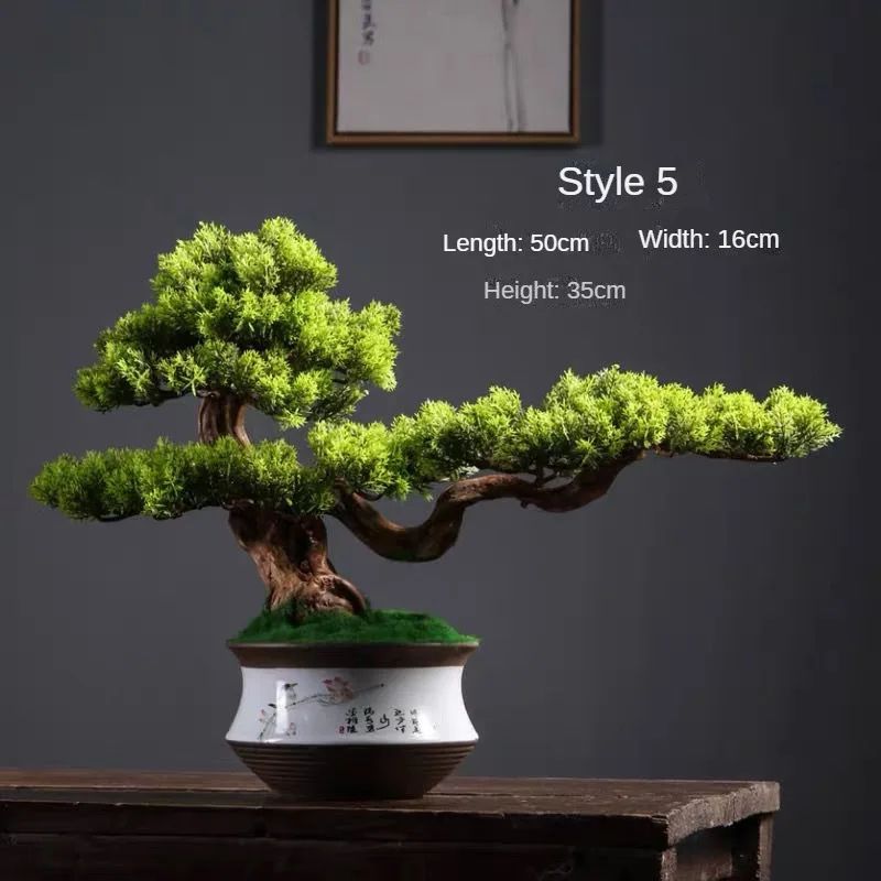 Artificial Welcome Pine Bonsai Tree – Four Seasons Desktop Landscape Plant for Home & Office Decor