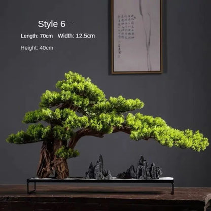 Artificial Welcome Pine Bonsai Tree – Four Seasons Desktop Landscape Plant for Home & Office Decor
