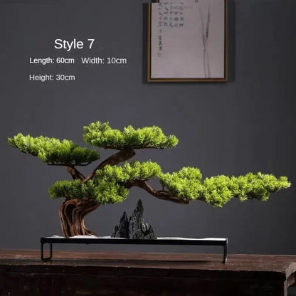 Artificial Welcome Pine Bonsai Tree – Four Seasons Desktop Landscape Plant for Home & Office Decor