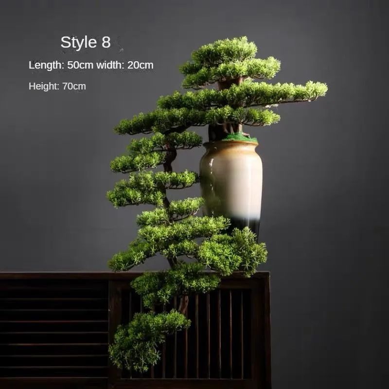 Artificial Welcome Pine Bonsai Tree – Four Seasons Desktop Landscape Plant for Home & Office Decor