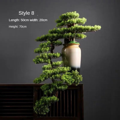 Artificial Welcome Pine Bonsai Tree – Four Seasons Desktop Landscape Plant for Home & Office Decor