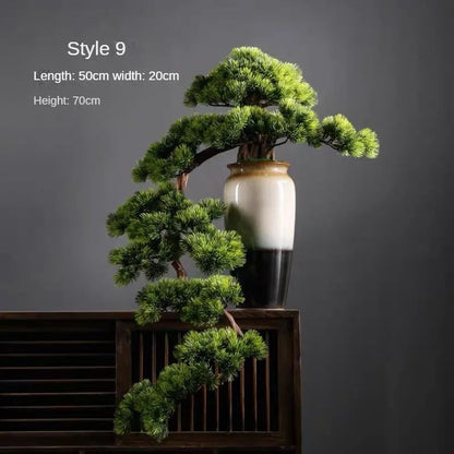 Artificial Welcome Pine Bonsai Tree – Four Seasons Desktop Landscape Plant for Home & Office Decor