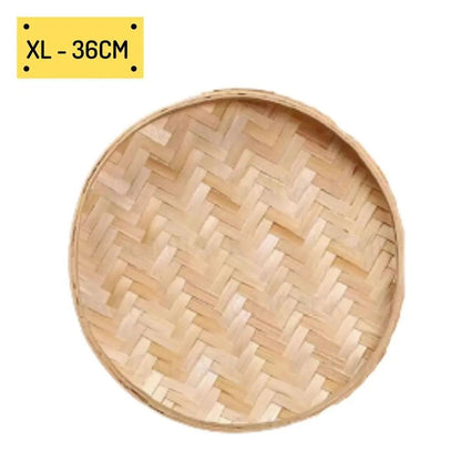Handwoven Bamboo Fruit Basket & Decorative Storage Tray