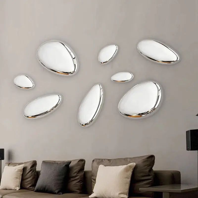 Modern Luxury Water Drop Wall Pendant – Imitation Stainless Steel Goose Egg Stone Decor for Elegant Interiors