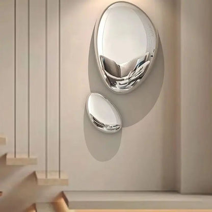 Modern Luxury Water Drop Wall Pendant – Imitation Stainless Steel Goose Egg Stone Decor for Elegant Interiors