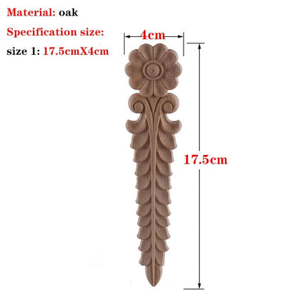 Hand-Carved European Oak Applique – Vintage Floral Wood Onlay Decor for Furniture & Doors