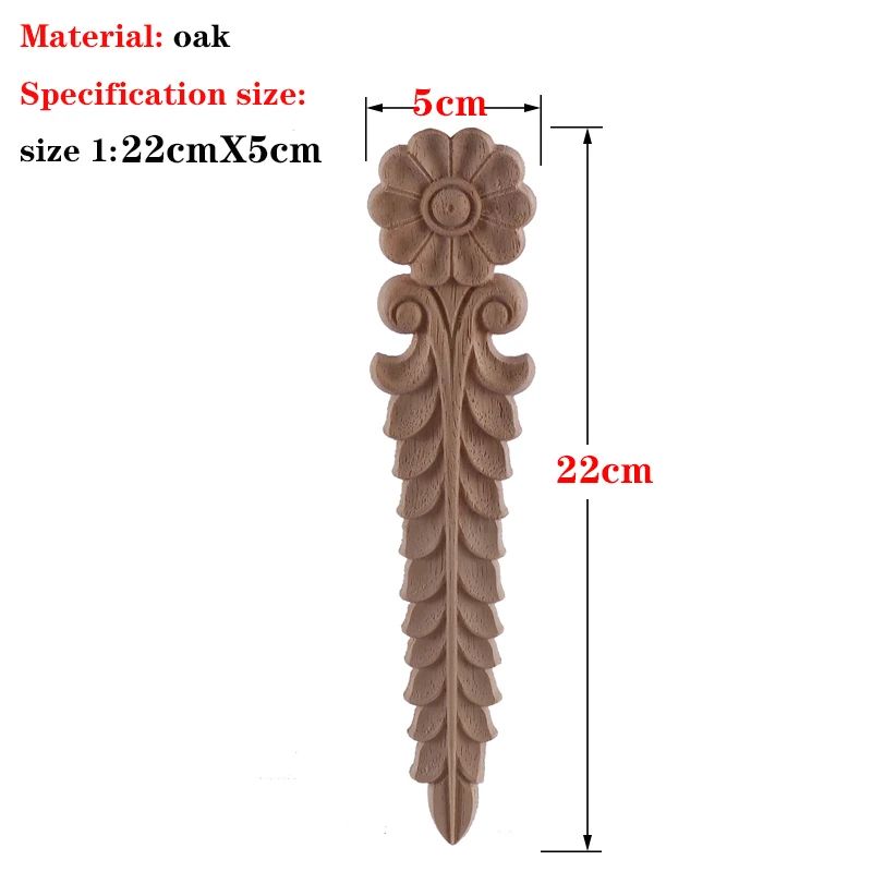 Hand-Carved European Oak Applique – Vintage Floral Wood Onlay Decor for Furniture & Doors