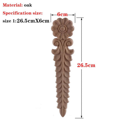 Hand-Carved European Oak Applique – Vintage Floral Wood Onlay Decor for Furniture & Doors