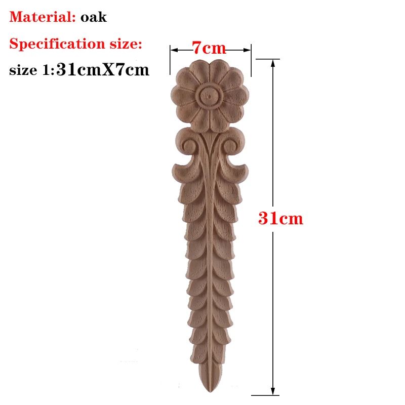Hand-Carved European Oak Applique – Vintage Floral Wood Onlay Decor for Furniture & Doors