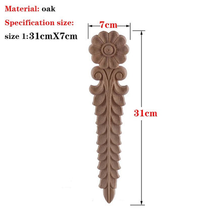 Hand-Carved European Oak Applique – Vintage Floral Wood Onlay Decor for Furniture & Doors