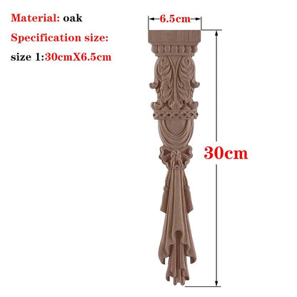 Hand-Carved European Oak Applique – Vintage Floral Wood Onlay Decor for Furniture & Doors