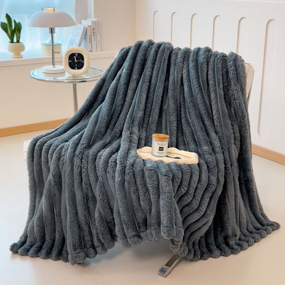Thick Striped Multifunctional Blanket Soft Throw Bed Cover and Cozy Nap Blanket