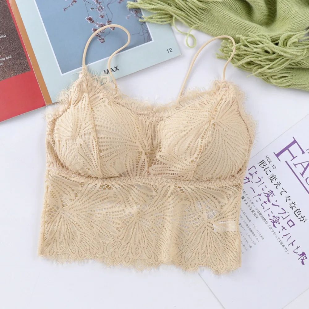 Lace Bralette Crop Top for Women – Sexy Sleeveless Bustier with Zipper Back