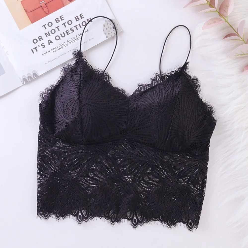 Lace Bralette Crop Top for Women – Sexy Sleeveless Bustier with Zipper Back