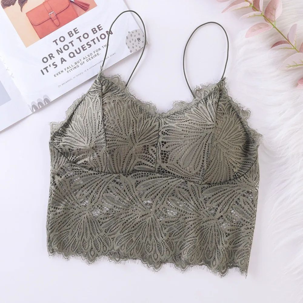 Lace Bralette Crop Top for Women – Sexy Sleeveless Bustier with Zipper Back