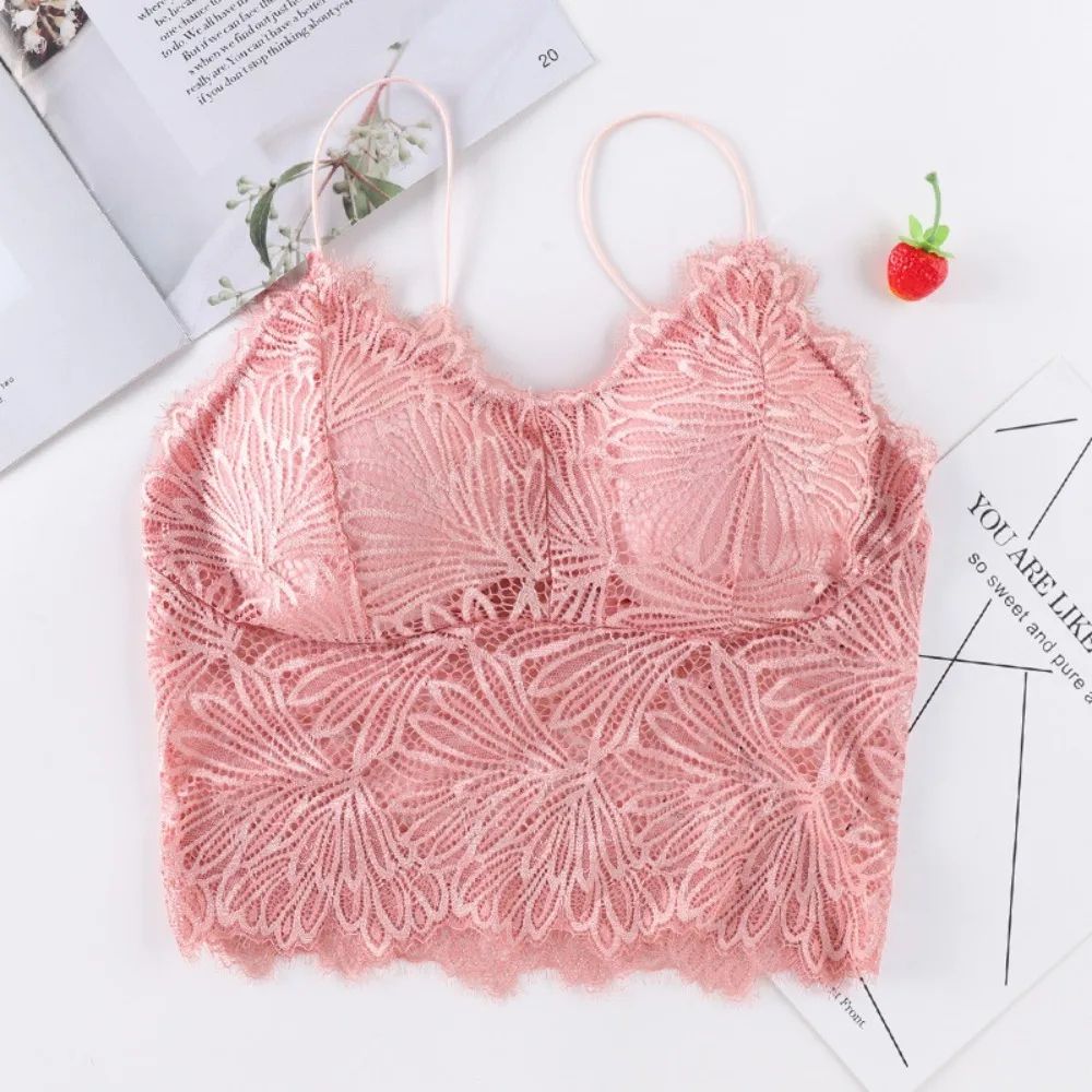 Lace Bralette Crop Top for Women – Sexy Sleeveless Bustier with Zipper Back