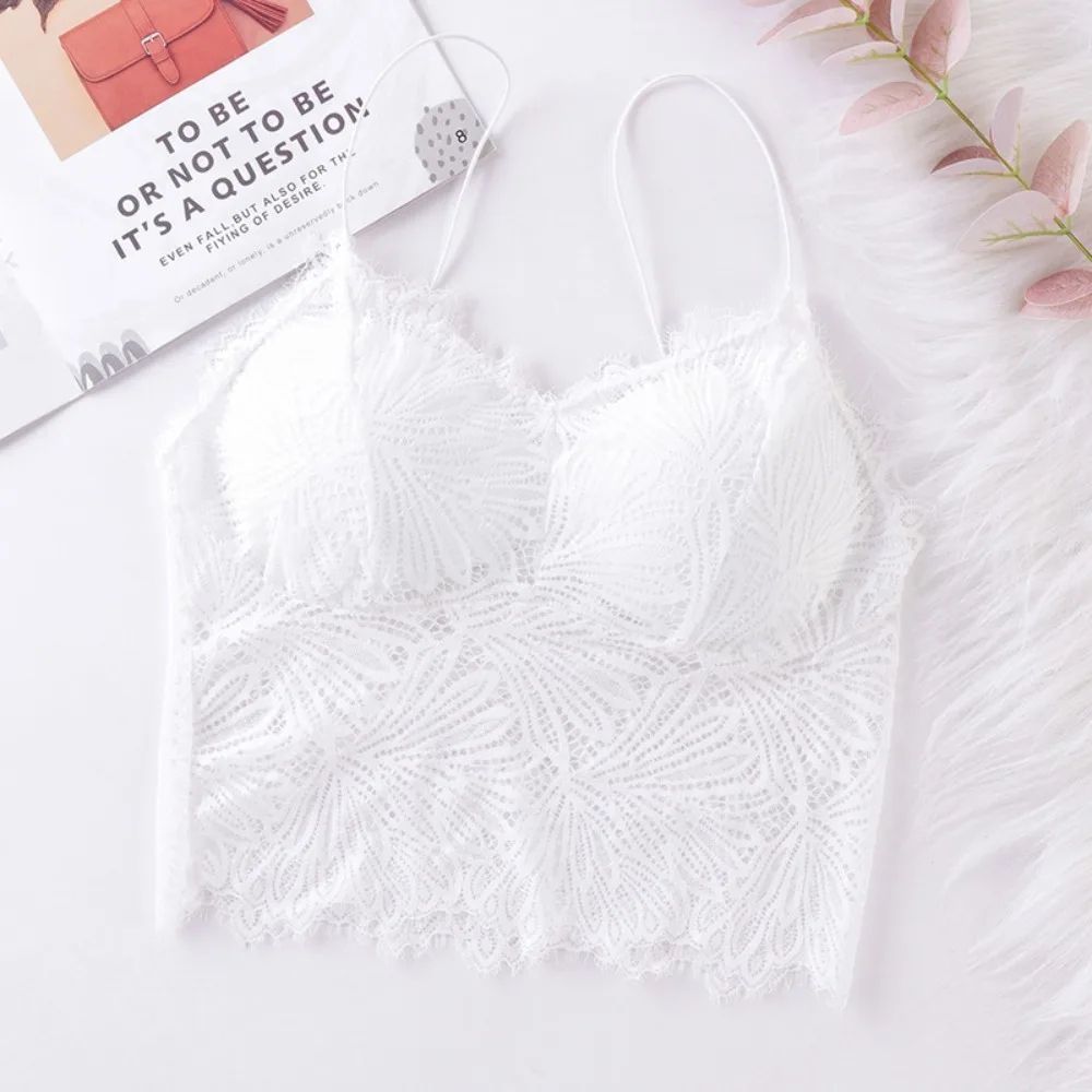 Lace Bralette Crop Top for Women – Sexy Sleeveless Bustier with Zipper Back