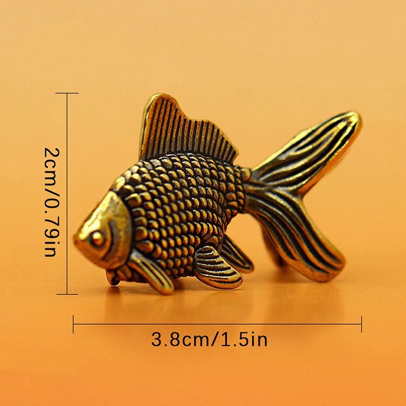 Golden Fortune Brass Goldfish Figurine – Retro Lucky Ornament for Home, Desk & Tea Pet Decor