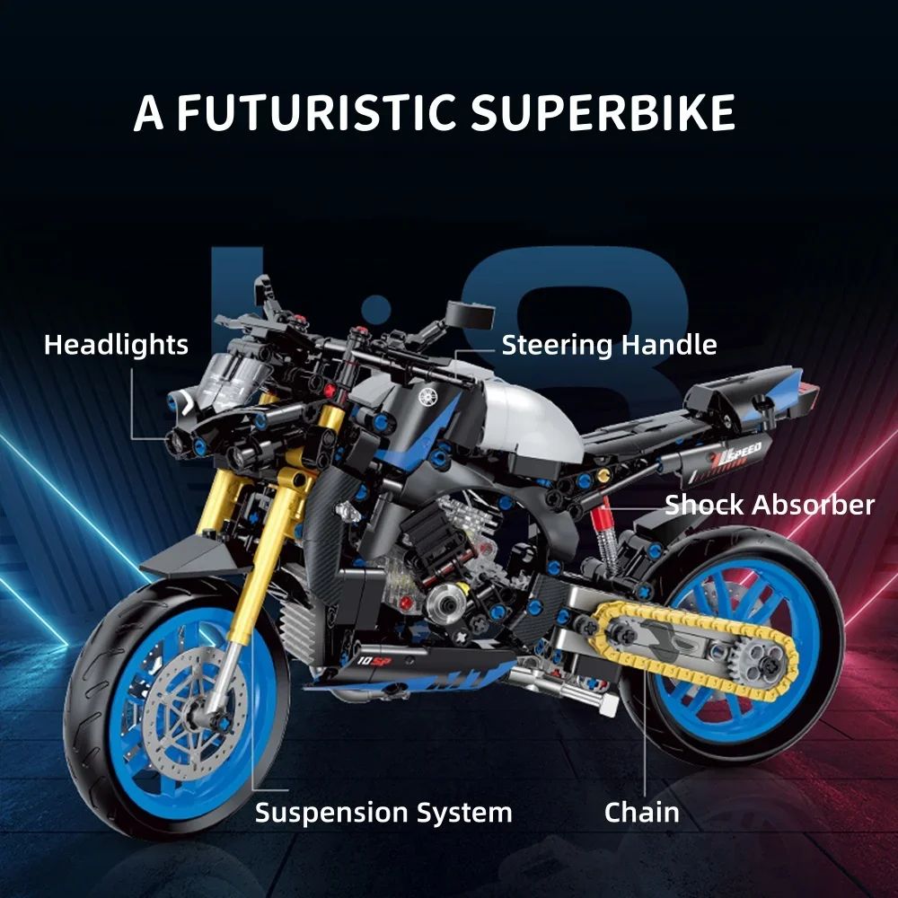 Motorcycle Building Kit MOC Construction Bricks Educational Toy
