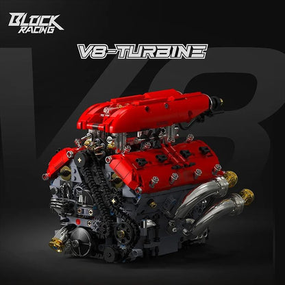 V8 Engine Model Kit with Motorized Building Blocks – 1370pcs STEM Assembly Set