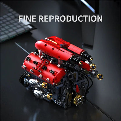 V8 Engine Model Kit with Motorized Building Blocks – 1370pcs STEM Assembly Set