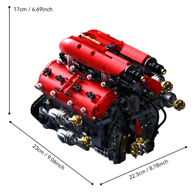 V8 Engine Model Kit with Motorized Building Blocks – 1370pcs STEM Assembly Set
