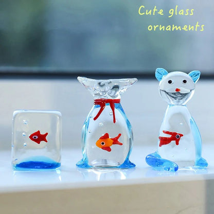 VividGlass Mini Pocket Fish Figurine – Handcrafted Colorful Glass Ornament for Desk & Home Decor