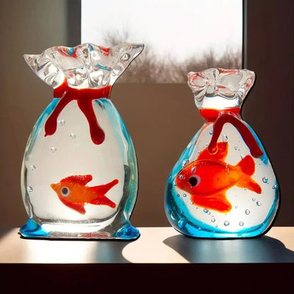 VividGlass Mini Pocket Fish Figurine – Handcrafted Colorful Glass Ornament for Desk & Home Decor