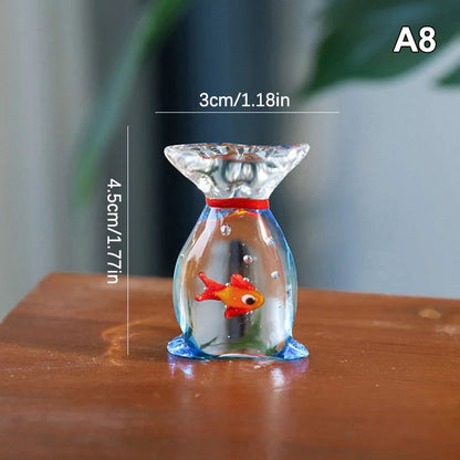 VividGlass Mini Pocket Fish Figurine – Handcrafted Colorful Glass Ornament for Desk & Home Decor