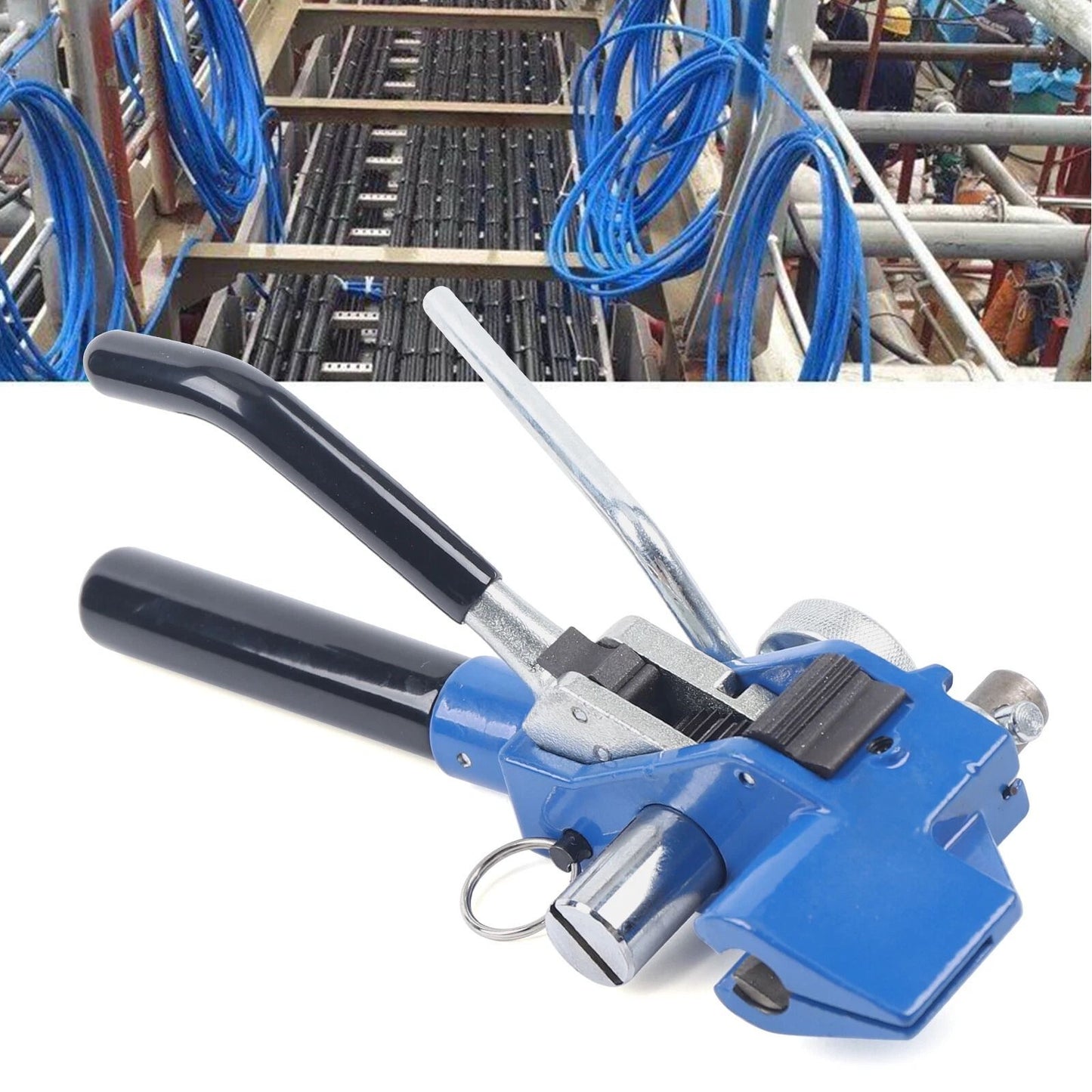 Heavy Duty Stainless Steel Strapping Tool Banding Tensioner Cutter for Metal & Cable Maximizes Tension & Precision