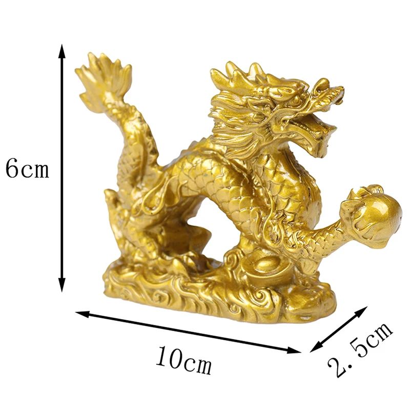 Imperial Fortune Golden Dragon Statue – Chinese Zodiac Lucky Resin Figurine for Wealth & Protection