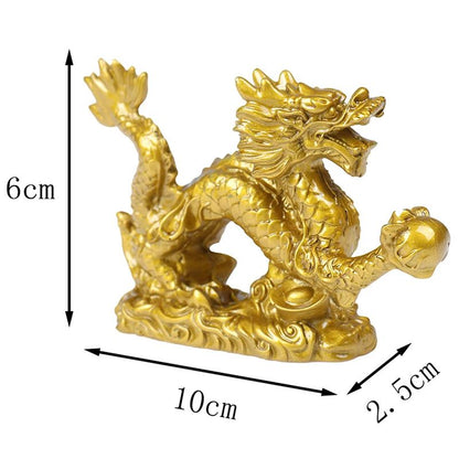 Imperial Fortune Golden Dragon Statue – Chinese Zodiac Lucky Resin Figurine for Wealth & Protection