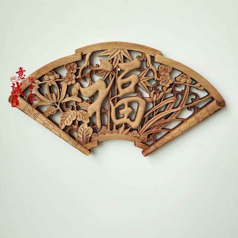 Hand-Carved Camphor Wood Dragon & Phoenix Wall Art – 3D Traditional Chinese Decorative Panel with Natural Fragrance
