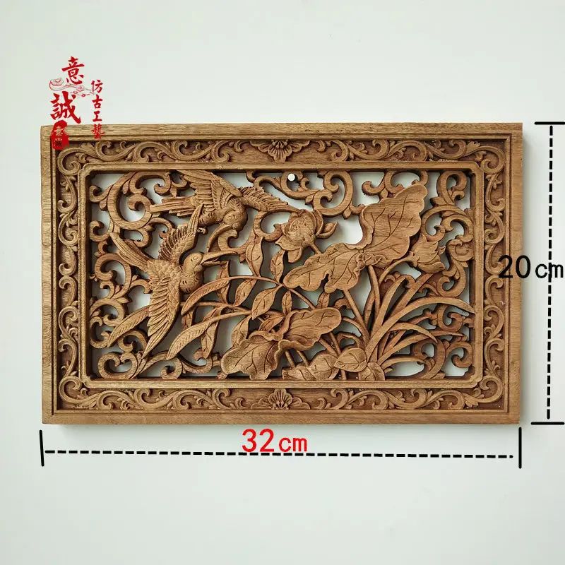 Hand-Carved Camphor Wood Dragon & Phoenix Wall Art – 3D Traditional Chinese Decorative Panel with Natural Fragrance