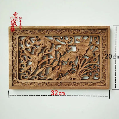 Hand-Carved Camphor Wood Dragon & Phoenix Wall Art – 3D Traditional Chinese Decorative Panel with Natural Fragrance