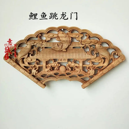 Hand-Carved Camphor Wood Dragon & Phoenix Wall Art – 3D Traditional Chinese Decorative Panel with Natural Fragrance
