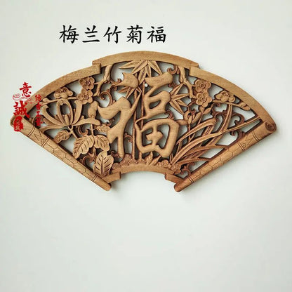 Hand-Carved Camphor Wood Dragon & Phoenix Wall Art – 3D Traditional Chinese Decorative Panel with Natural Fragrance