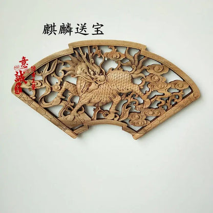 Hand-Carved Camphor Wood Dragon & Phoenix Wall Art – 3D Traditional Chinese Decorative Panel with Natural Fragrance