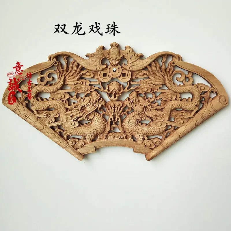 Hand-Carved Camphor Wood Dragon & Phoenix Wall Art – 3D Traditional Chinese Decorative Panel with Natural Fragrance