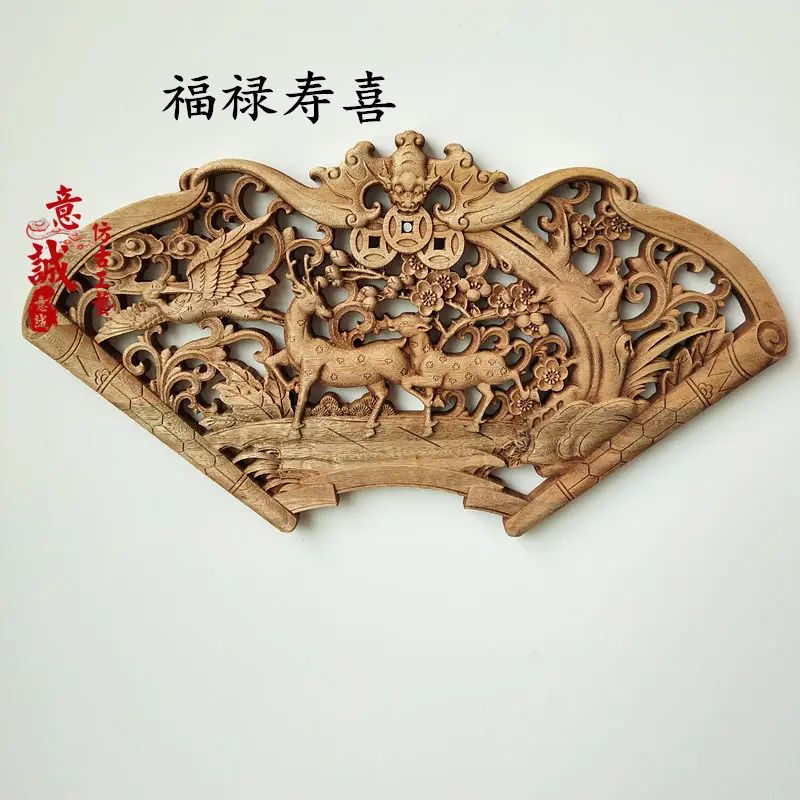 Hand-Carved Camphor Wood Dragon & Phoenix Wall Art – 3D Traditional Chinese Decorative Panel with Natural Fragrance