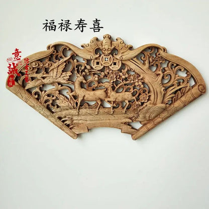 Hand-Carved Camphor Wood Dragon & Phoenix Wall Art – 3D Traditional Chinese Decorative Panel with Natural Fragrance