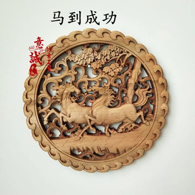 Hand-Carved Camphor Wood Dragon & Phoenix Wall Art – 3D Traditional Chinese Decorative Panel with Natural Fragrance