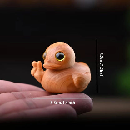 Hand Carved Wooden Duck Desk Decor