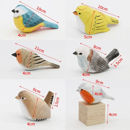 Handmade Wooden Bird Figurine – Nordic Style Hand-Carved Basswood Bird Decor Gift